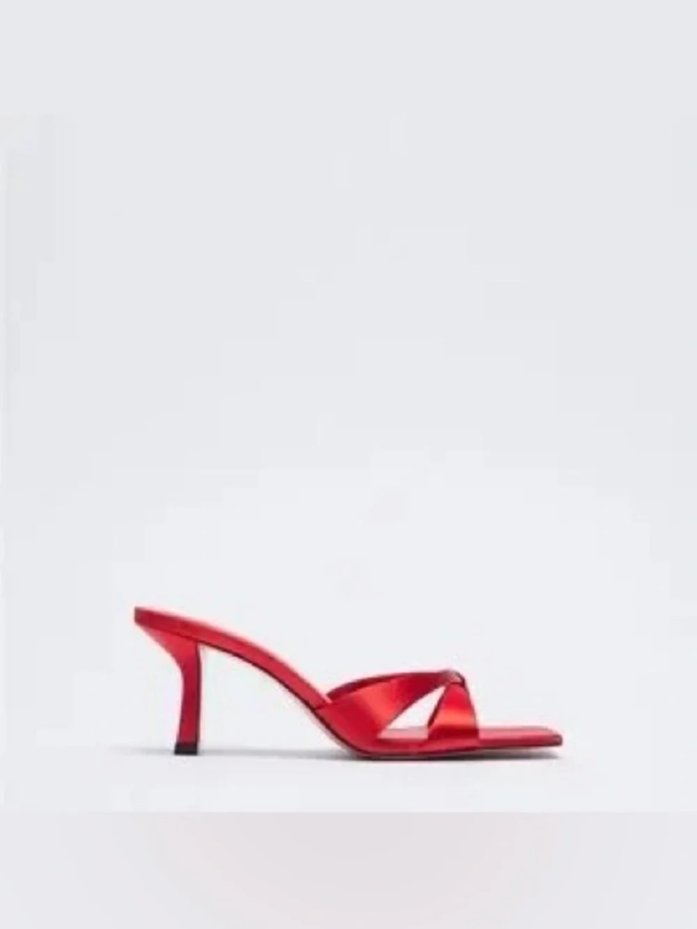 ZARA Satin Effect Square Toe Sandals - Picture 3 of 7